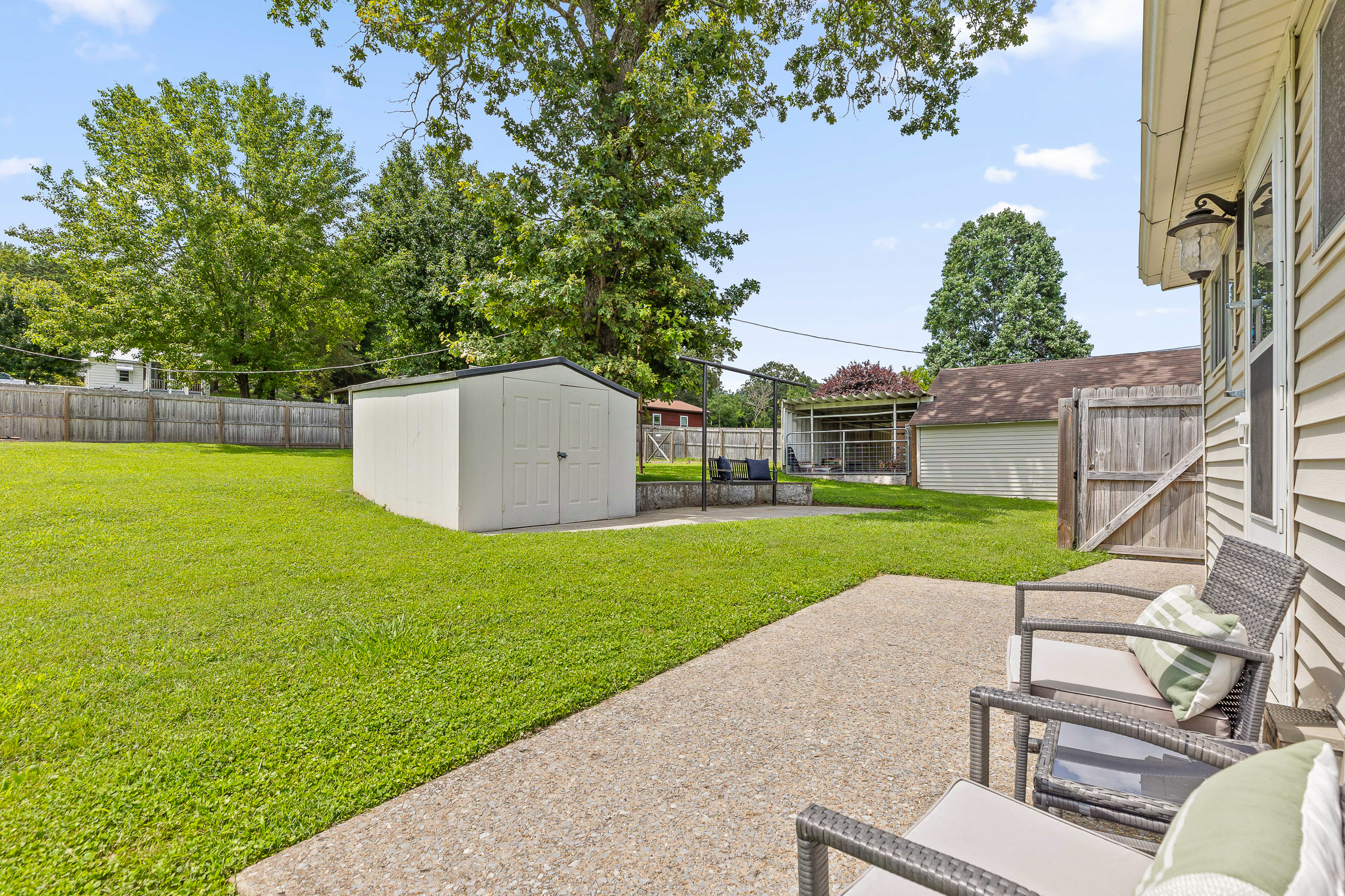 Backyard patio with seating area